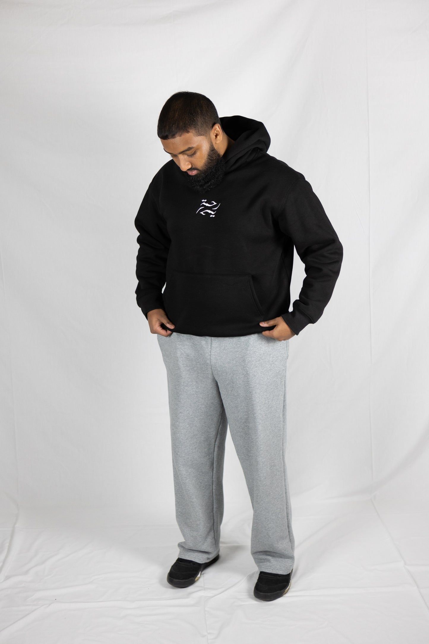 "Rahma" Heavyweight Hoodie Black/White