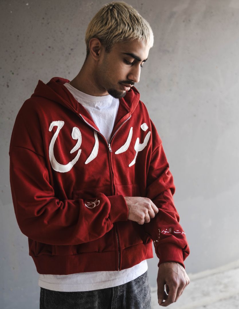 Nur Zip Up Red/White