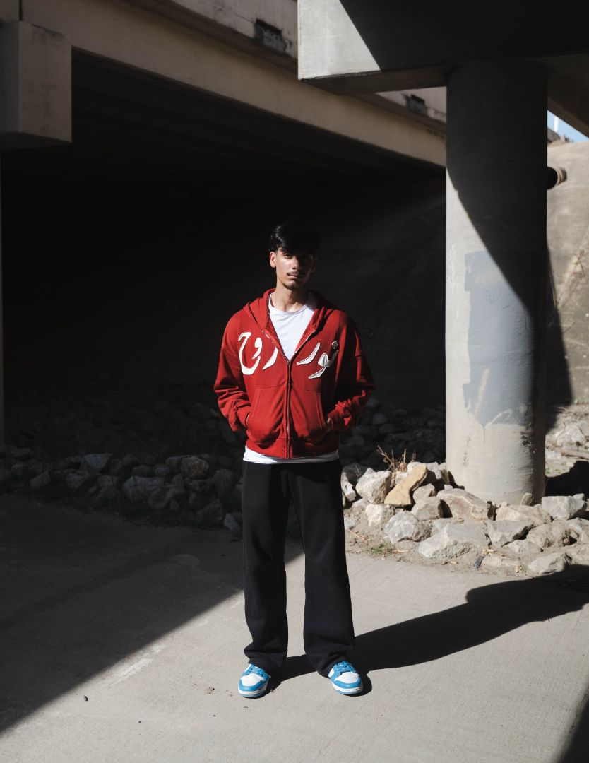 Nur Zip Up Red/White