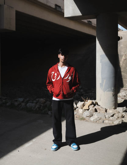 Nur Zip Up Red/White